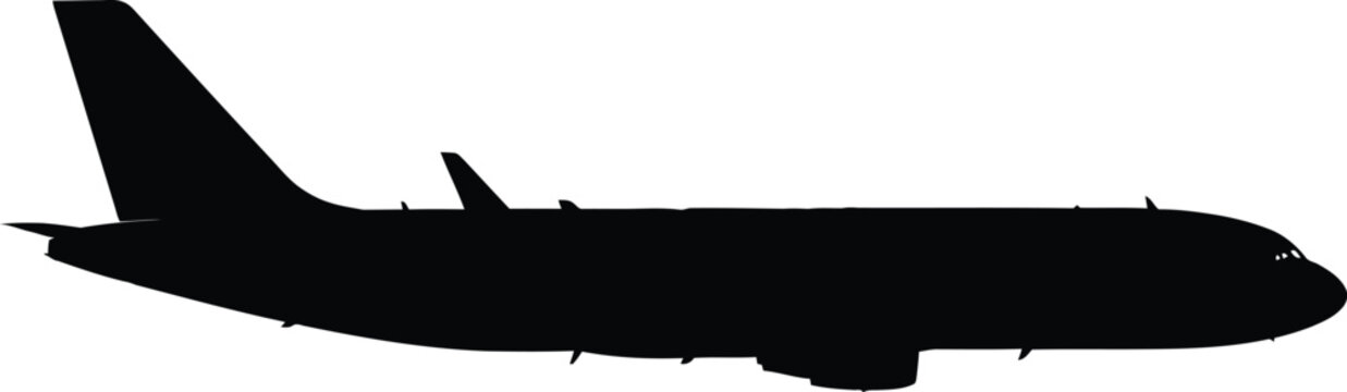 Silhouette of a airplane, side view aircraft