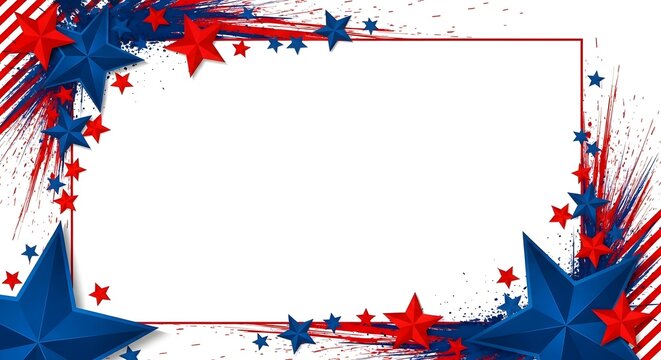 Independence day celebration patriotic stars and stripes border design