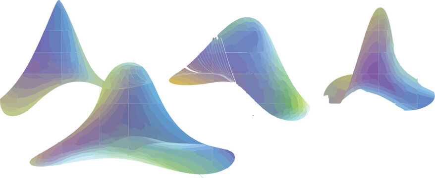 Abstract Mathematical Surfaces: An artistic exploration of complex mathematical surfaces with captivating curves and dynamic interplay of light, offering a mesmerizing visual experience.