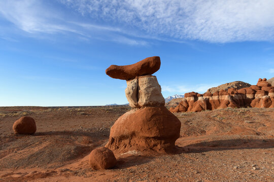 Unique sandstone hoodoos in the morning light at Little Egypt, Utah