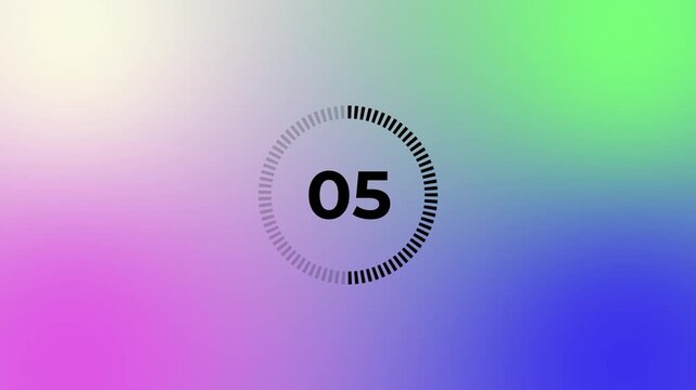 10 seconds countdown timer animation on gradient background.4k video