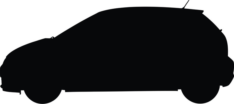 Silhouette of a compact car, side view vehicle