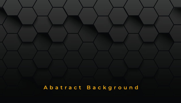 Dark hexagon abstract background with 3D honeycomb pattern