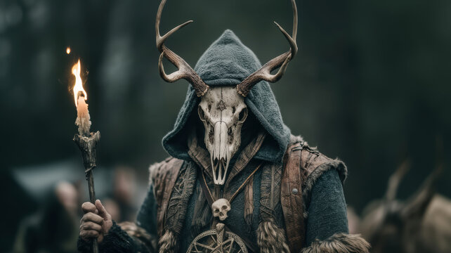 Evil king of the enchanted forest, creature with deer's antlers