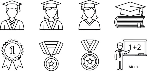 Obraz premium Graduation Academic Icons Set 8.