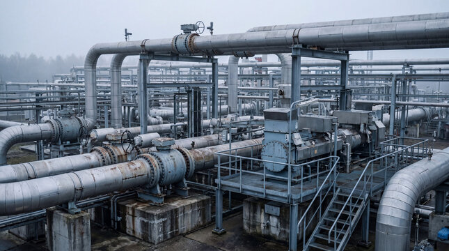 Underground gas storage pipeline network at an industrial enterprise, industrial zone, pipes