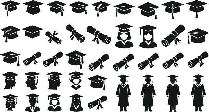 Graduation Cap Icons 1.