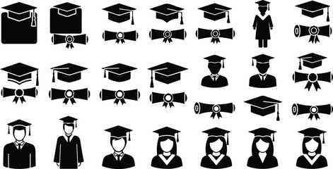 Obraz premium Graduation Cap Icons Set.