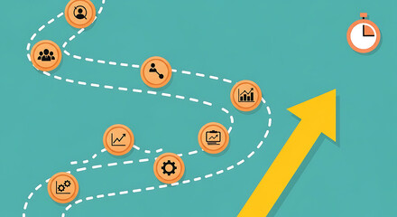 Obraz premium Business process improvement concept with workflow stages and icons