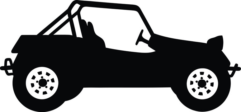 Silhouette of a dune buggy, side view vehicle off road