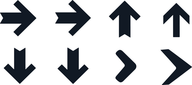 Eight flat vector arrow icons, pointing up, down, left, and right on checkered background.