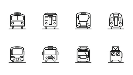 Transportation Icons Collection: A compilation of simple, modern line icons showcases a variety of transport vehicles for diverse travel needs. © hafs121