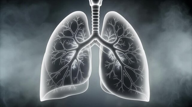 Firefly illuminating the detailed lungs structure showing air flow and life in a glowing scientific exploration