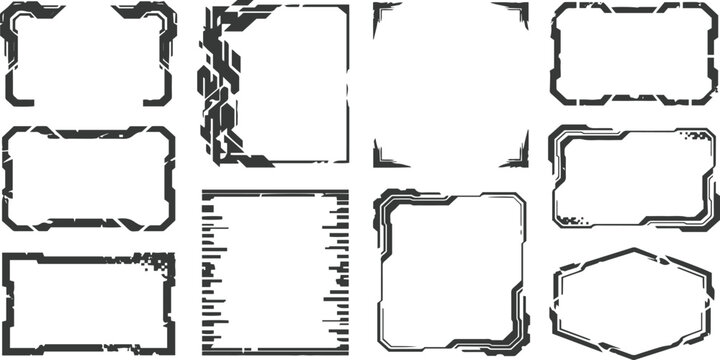 Geometric Frame Selection: A collection of various geometrical frames in diverse styles, perfect for design usage, highlighting aesthetics and providing visual impact.