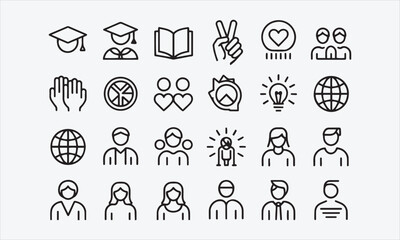 Fototapeta premium Set of simple outline mother earth day Icons. Thin line art icons pack. Vector illustration