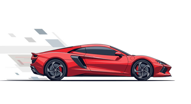 Red Sports Car Vector Illustration Side View Profile