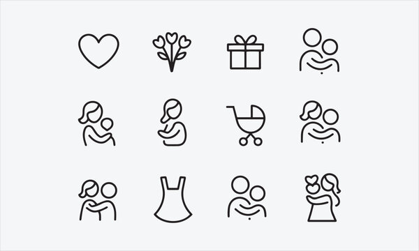 simple gray 10 line art vector icons set such as indian cow, laddu, swastika, indian vase, henna painted hand, gnostic, hanuman vector illustration