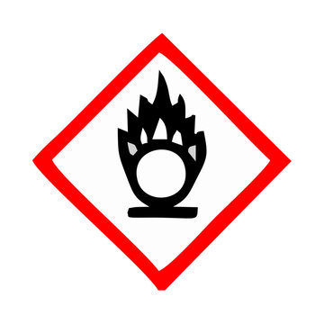 Flammable liquid warning sign with red border and black flame symbol on white background