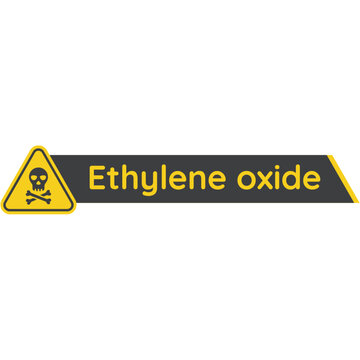 Warning sign with skull and crossbones for ethylene oxide hazard