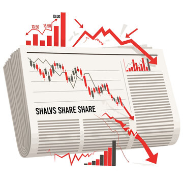 Stock Market Crash Newspaper Illustration with Downward Financial Charts