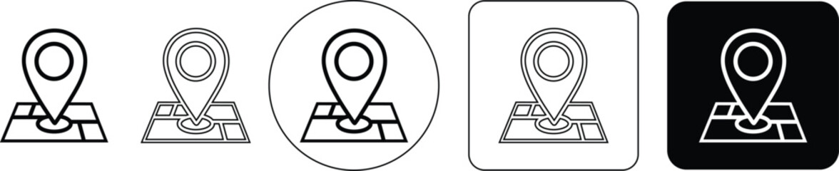Five variations of a rocket ship icon depicted in black and white line art styles © MDMaksud
