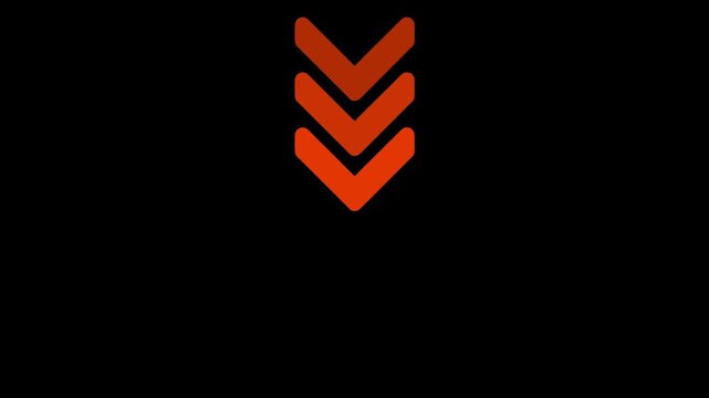 Animated red downward arrows motion for ui and navigation direction
