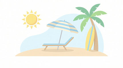 Obraz premium beach chair and umbrella