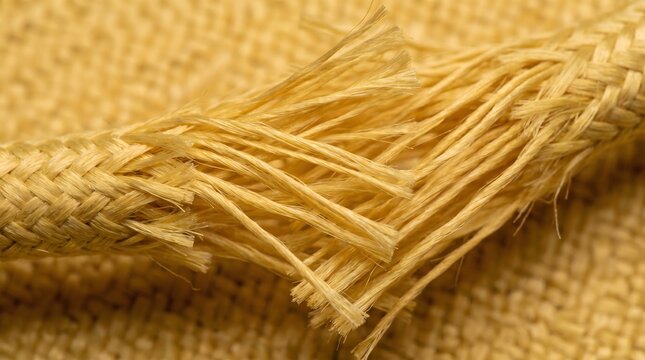 Rope frayed, close-up, texture and detail of fiber manufacturing detail,copy space, professional background, technical textile