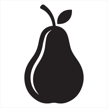 elegant pear silhouette with stem simple vector fruit illustration