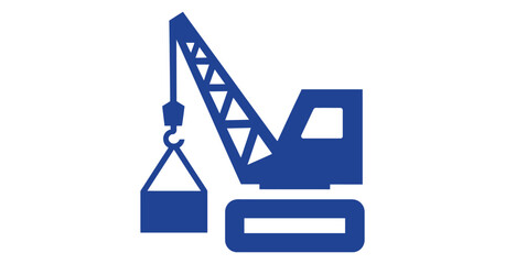 Industrial crane silhouette lifting cargo container against transparent background for heavy construction and shipping operations. © MdMoklasar