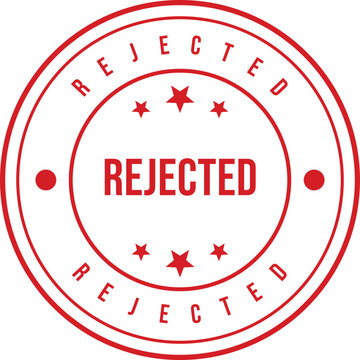 A prominent red circular stamp with REJECTED clearly indicating disapproval or unacceptance status