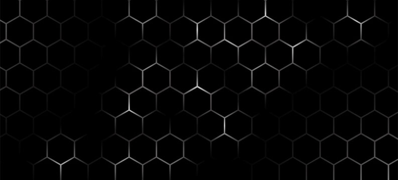 dark black doff metal hexagon pattern abstract geometric shape background wallpaper design.vector