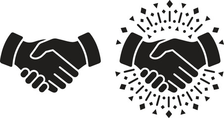 Obraz premium handshake icons with and without confetti