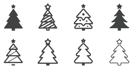 Fototapeta premium Festive Trees Icon Set: A collection of stylized trees. Christmas design, winter holiday, seasonal symbol, holiday decor, celebration. 