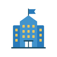 Naklejka premium Blue Building With Flag On Top.