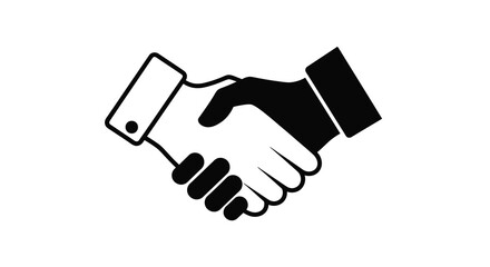 Handshake silhouette with two hands in a formal greeting black and white isolated on a white background silhouette high quality professional detailed modern elegant © Shashon
