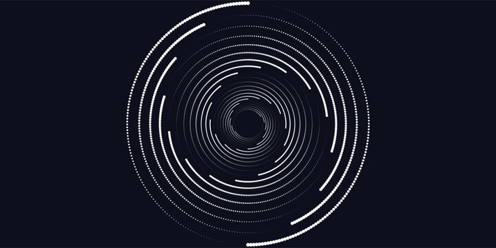 Abstract Circular Pattern Vector Background. Round Colorful Arcs Spiral Backdrop. Moving Circles. 3D Tunnel Depth Effect. Vector Illustration. Radial Speed Lines