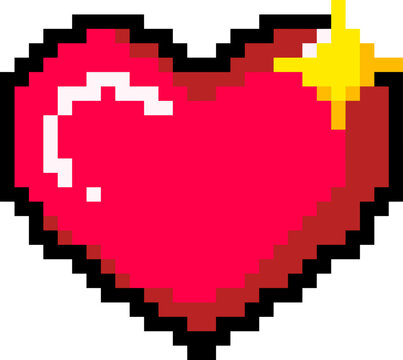 pixel heart illustration on transparent background