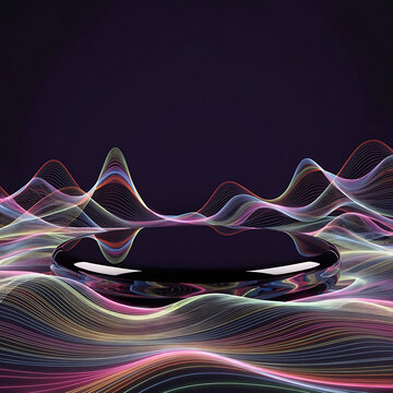 Abstract neon wave vector illustration background with glowing flowing energy and light effects