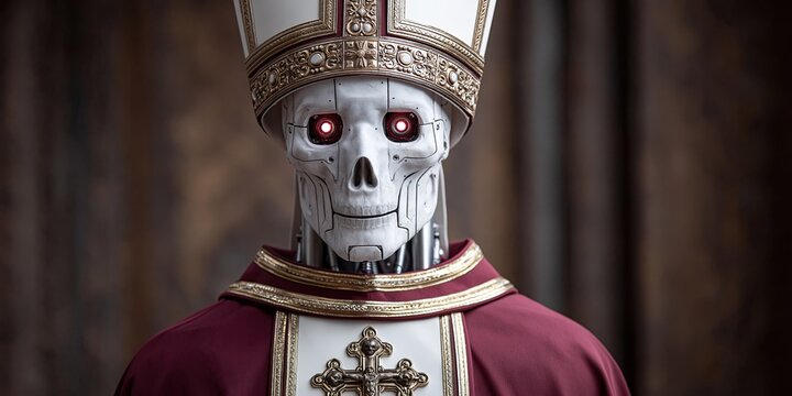 AI robot pope - artificial intelligence and religious figure