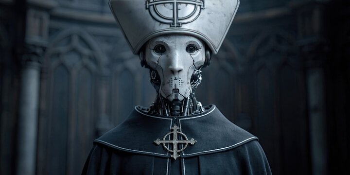 AI robot pope - artificial intelligence and religious figure
