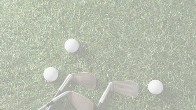 Iron heads and four balls fixed while thin line appearing, shadow sweeping to show light shift