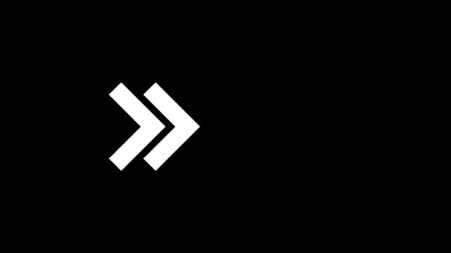 Minimalist animated arrow sequence loading on black background, direction motion animation