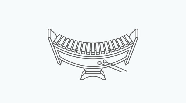 Traditional Indonesian Gambang or Xylophone Percussion Instrument Outline on Light Background