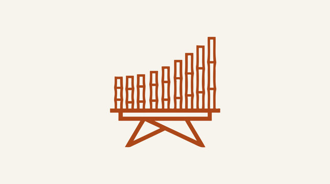 Stylized Pan Flute or Panpipes Musical Instrument Icon in Brown on Isolated Light Background