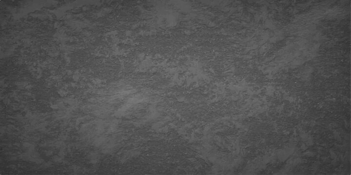 A blank black chalkboard background with a dark, textured grunge pattern on a rough concrete wall surface creates a vintage aged backdrop for dirty chalk design