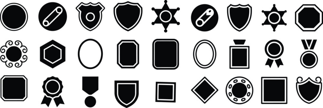 Collection of badge and award silhouettes for recognition with black and white silhouette certificate recognition achievement illustration minimalist template insignia