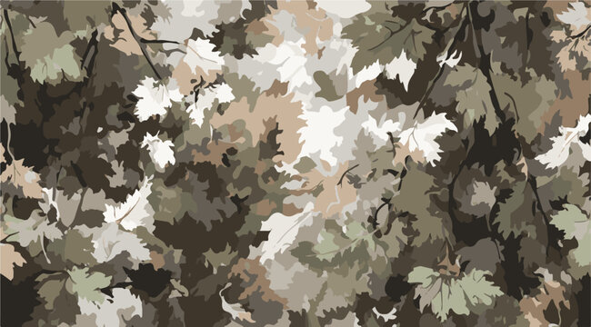 Real tree leaves camouflage seamless pattern design pattern for hunting and military uniform. Hunting camouflage