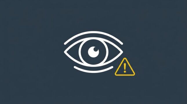 An icon shows an eye with a warning sign nearby, suggesting the need for caution or attention to important information.