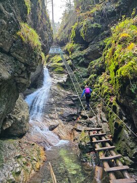 waterfall in the mountains in Slovak Pradise national park 